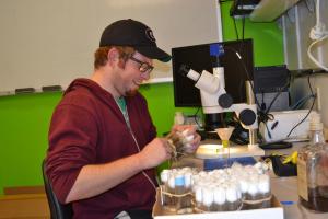 student in lab